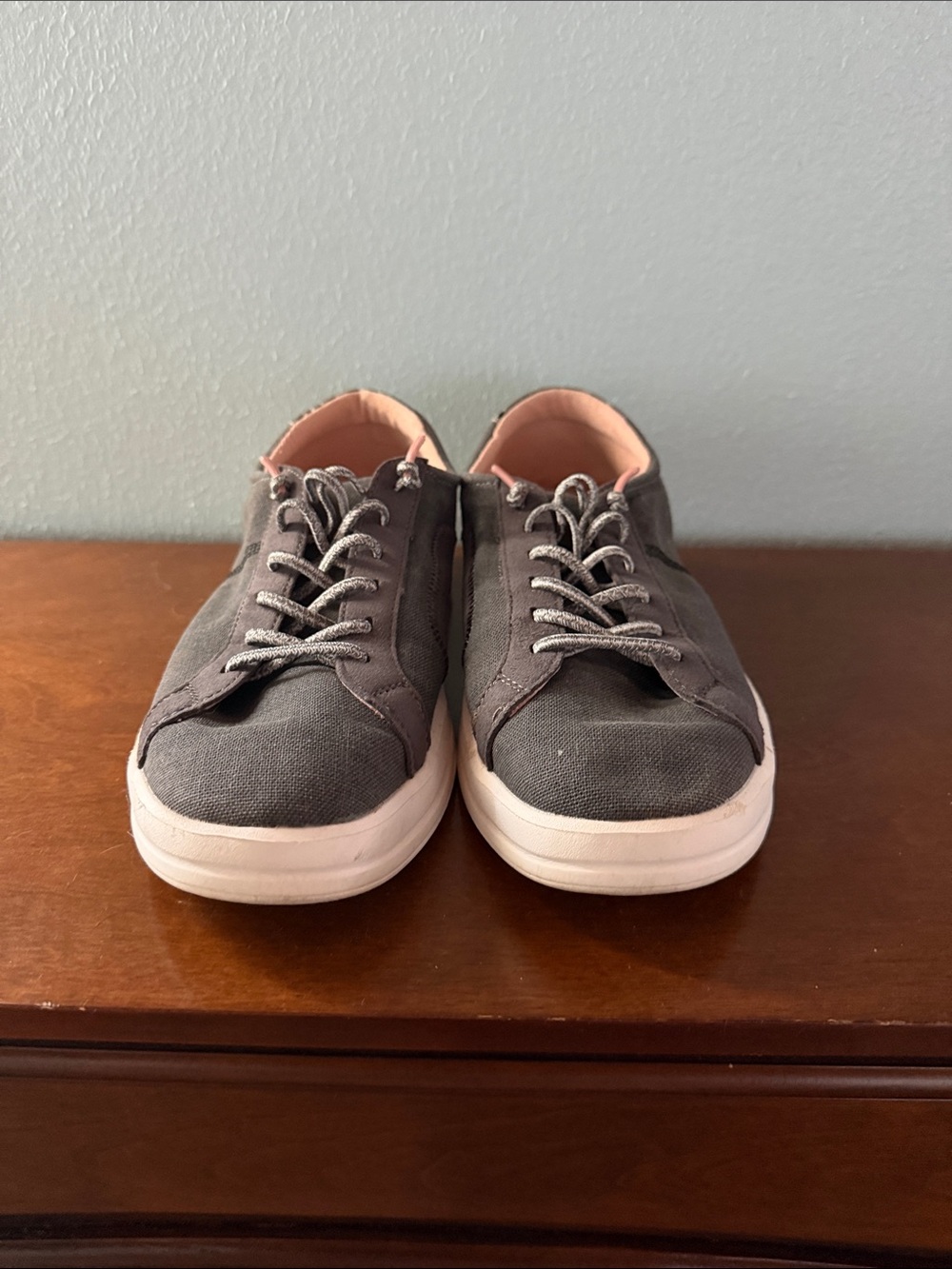 Hey Dude Charcoal Canvas Sneakers with Pink Lining